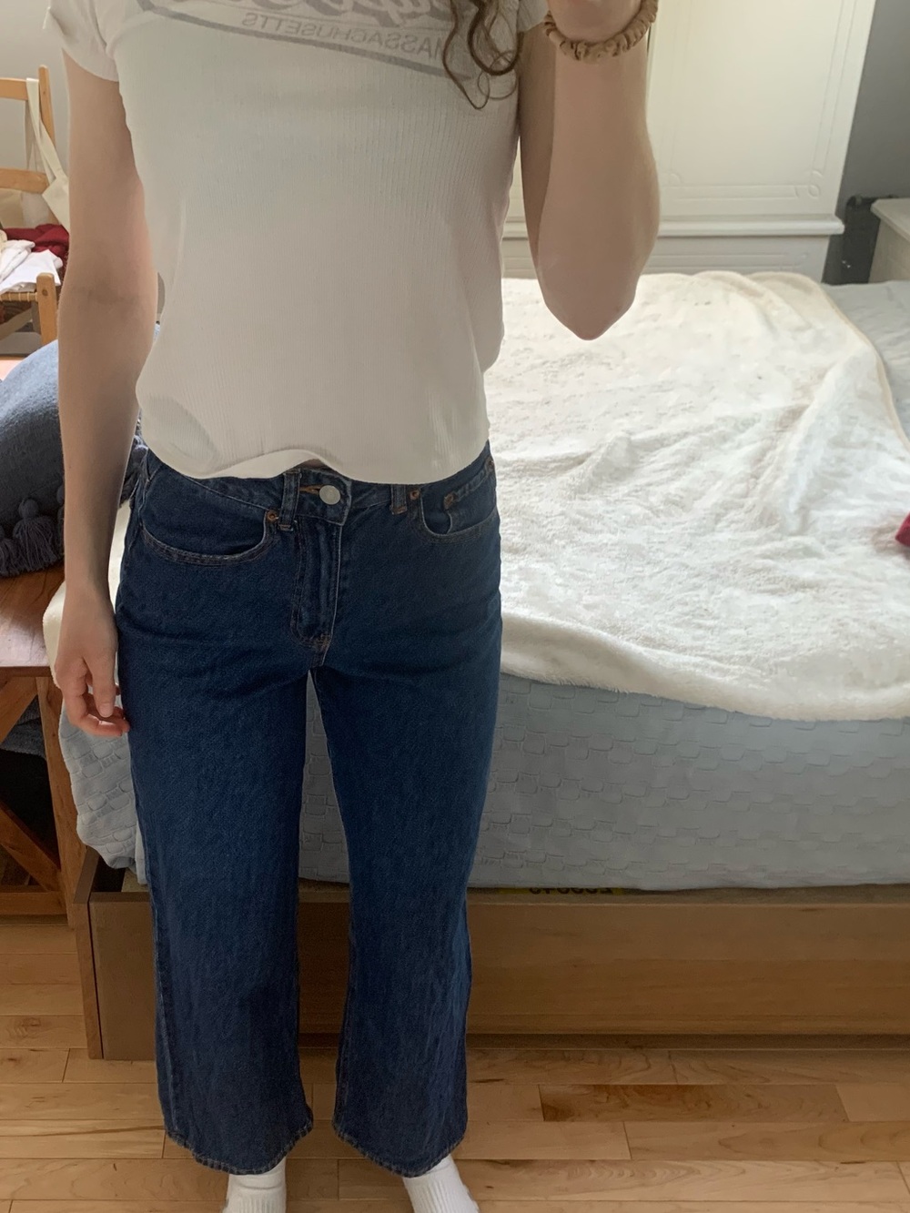 High-Rise Straight Leg Jeans in Dark Blue